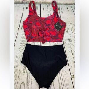 Two Piece Swimsuits Neck Tops Bikini Bottom Tummy Control Swimwear Size XL